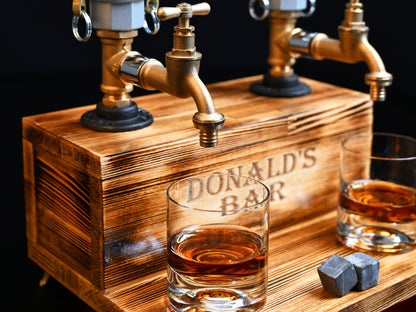 WHITE TREASURE - Personalized Wooden Whiskey Dispenser with RGB