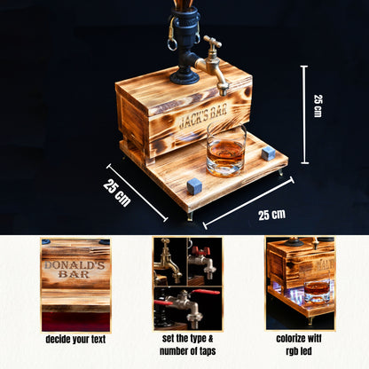 BLACK MALT- Personalized Wooden Whiskey Dispenser with RGB