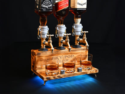 WHITE WOODY - Personalized Wooden Whiskey Dispenser with RGB