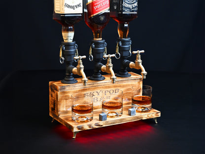 BLACK WOODY - Personalized Wooden Whiskey Dispenser with RGB