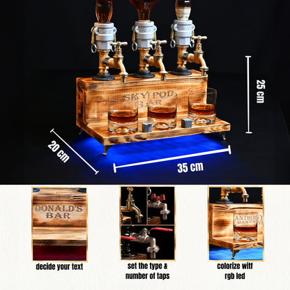 WHITE TREASURE - Personalized Wooden Whiskey Dispenser with RGB