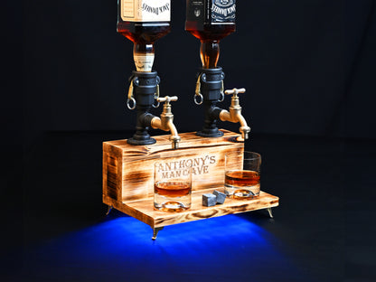 BLACK WOODY - Personalized Wooden Whiskey Dispenser with RGB