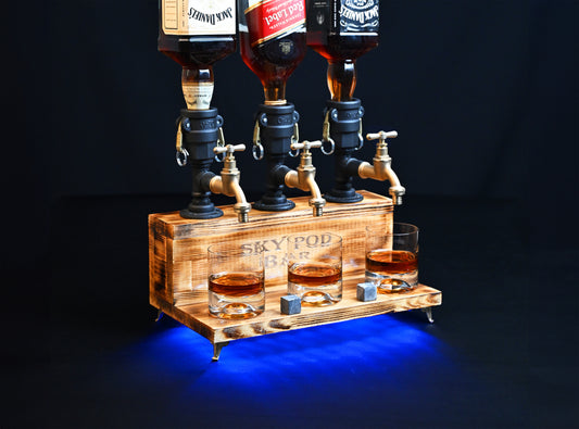 BLACK WOODY - Personalized Wooden Whiskey Dispenser with RGB