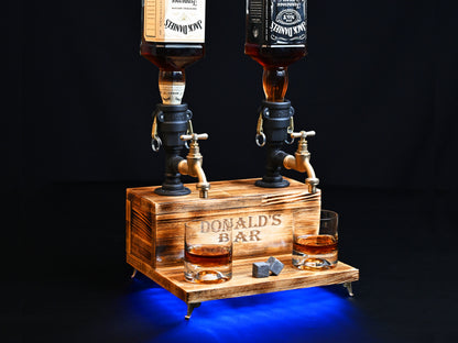 BLACK TREASURE - Personalized Wooden Whiskey Dispenser with RGB