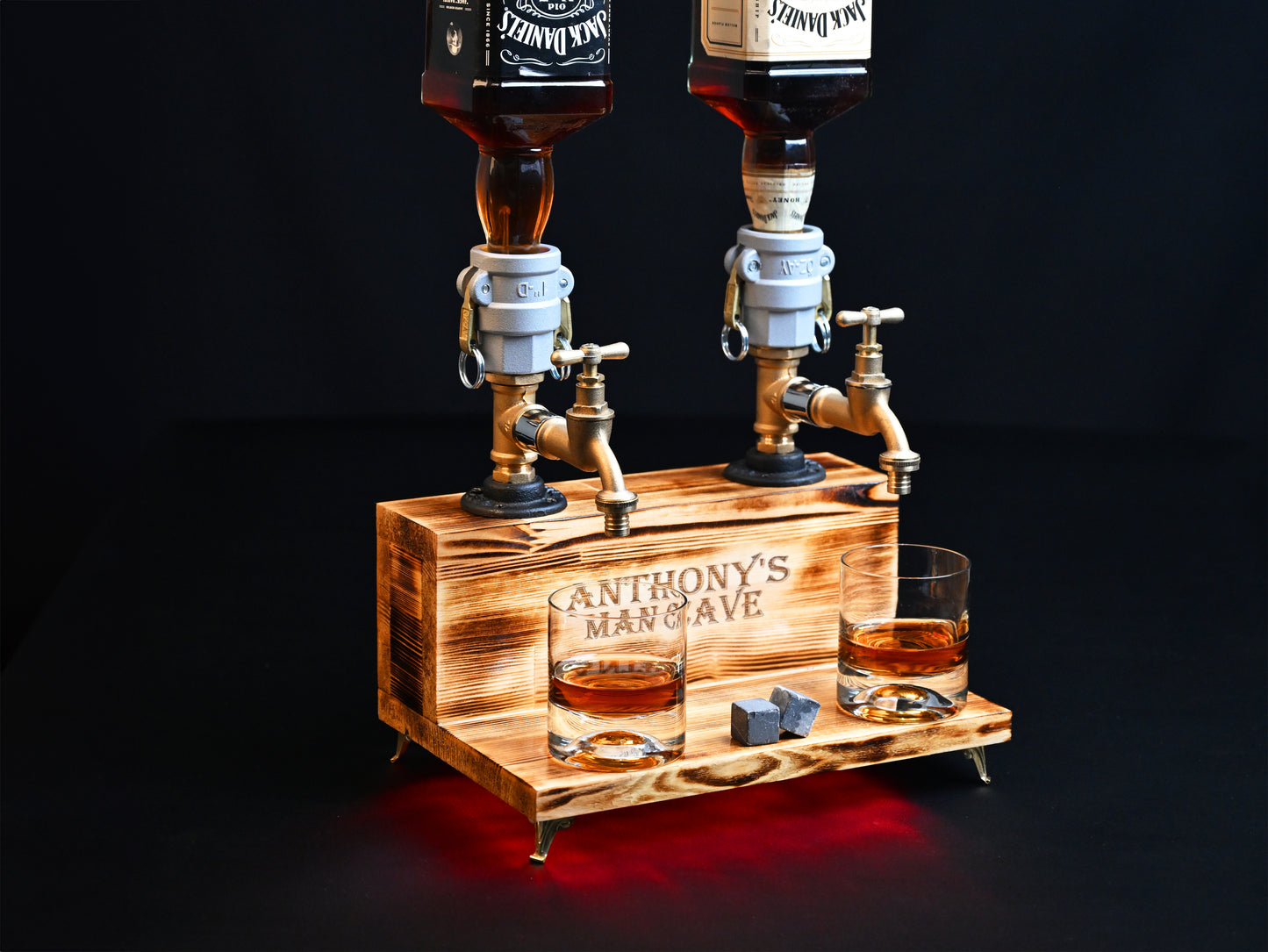 WHITE WOODY - Personalized Wooden Whiskey Dispenser with RGB