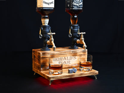 BLACK TREASURE - Personalized Wooden Whiskey Dispenser with RGB