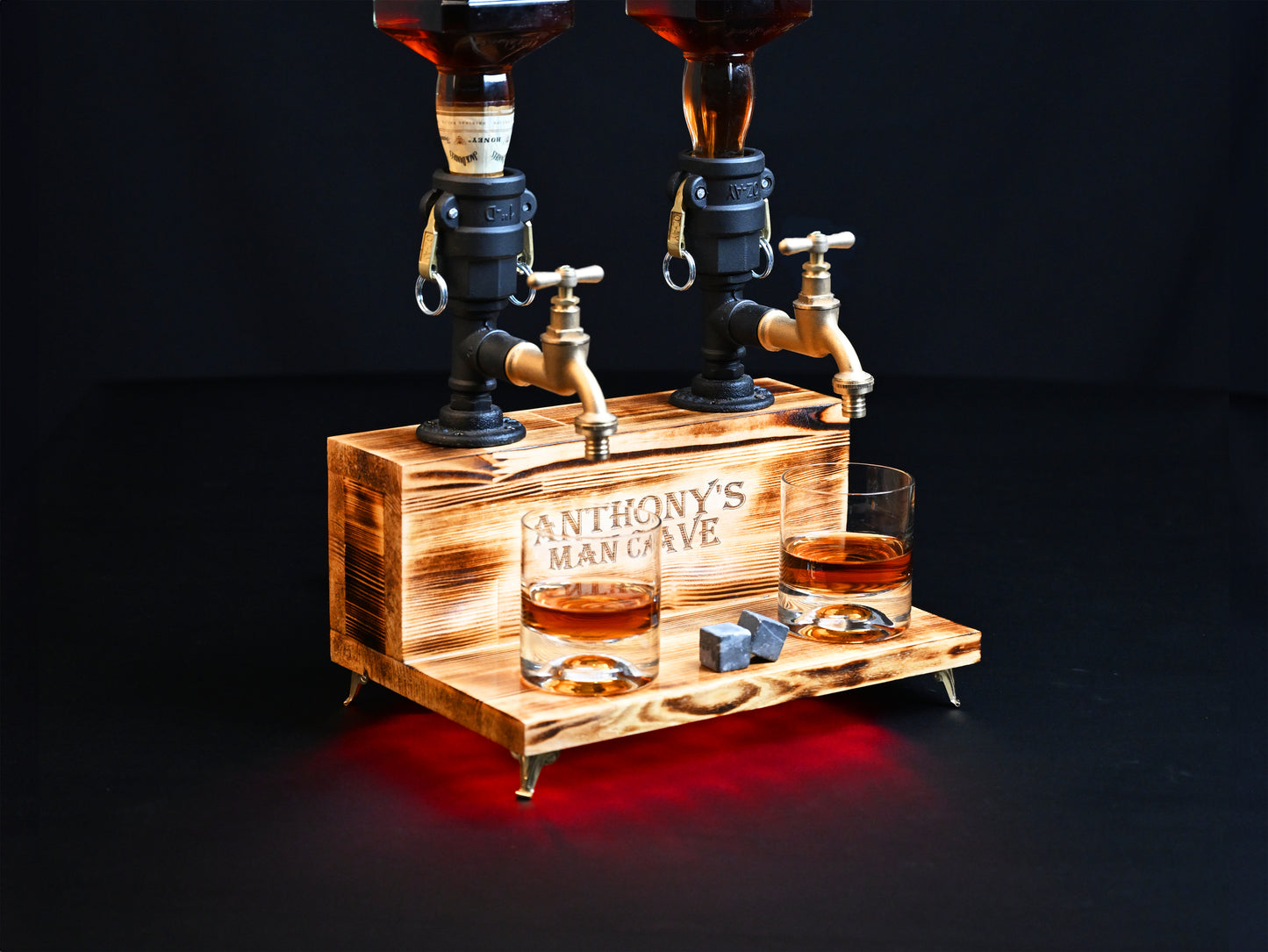 BLACK WOODY - Personalized Wooden Whiskey Dispenser with RGB