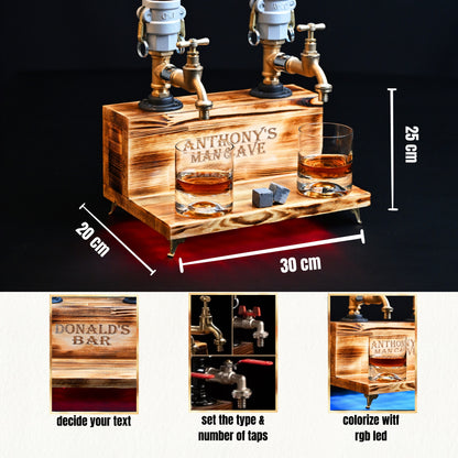 BLACK WOODY - Personalized Wooden Whiskey Dispenser with RGB