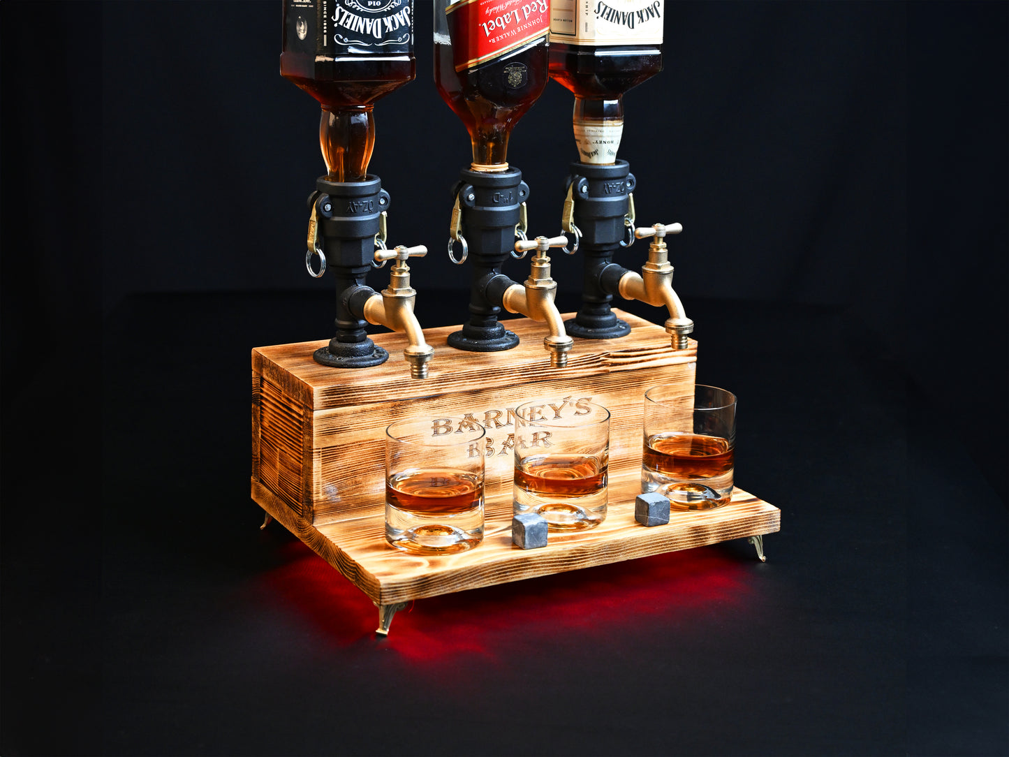 BLACK TREASURE - Personalized Wooden Whiskey Dispenser with RGB