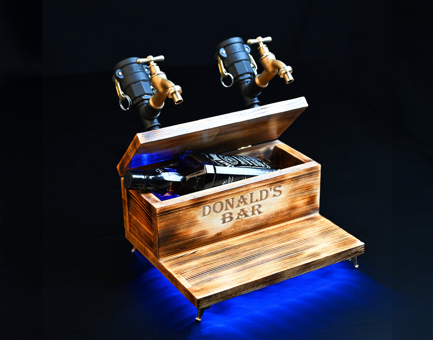 BLACK TREASURE - Personalized Wooden Whiskey Dispenser with RGB