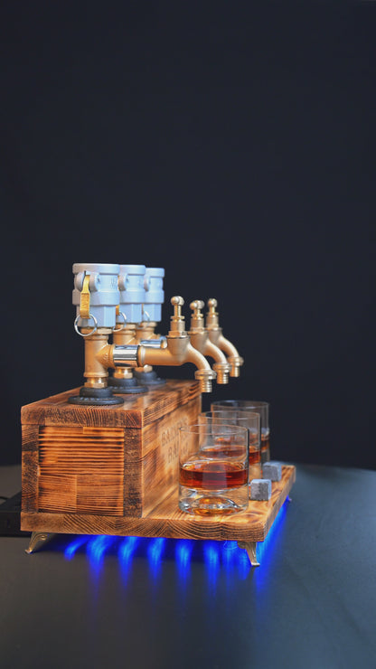 WHITE TREASURE - Personalized Wooden Whiskey Dispenser with RGB