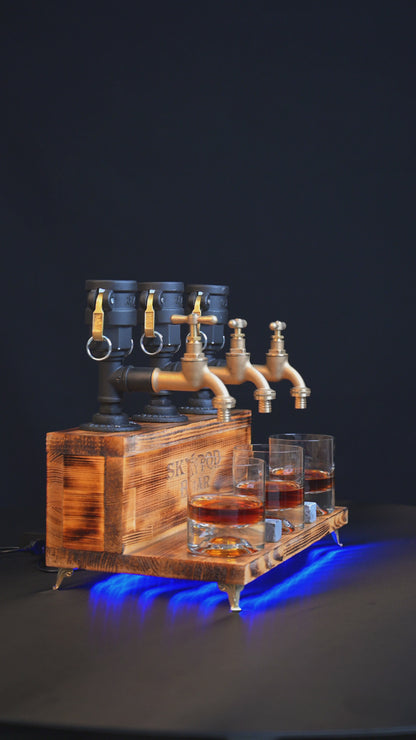 BLACK WOODY - Personalized Wooden Whiskey Dispenser with RGB