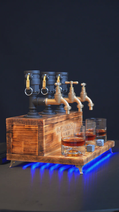 BLACK TREASURE - Personalized Wooden Whiskey Dispenser with RGB