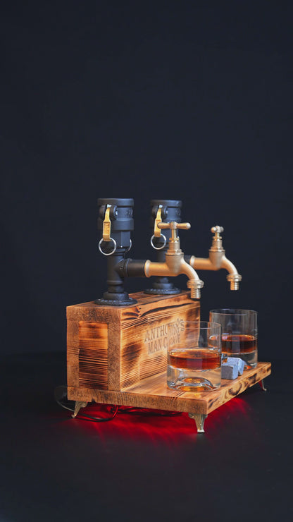 BLACK WOODY - Personalized Wooden Whiskey Dispenser with RGB